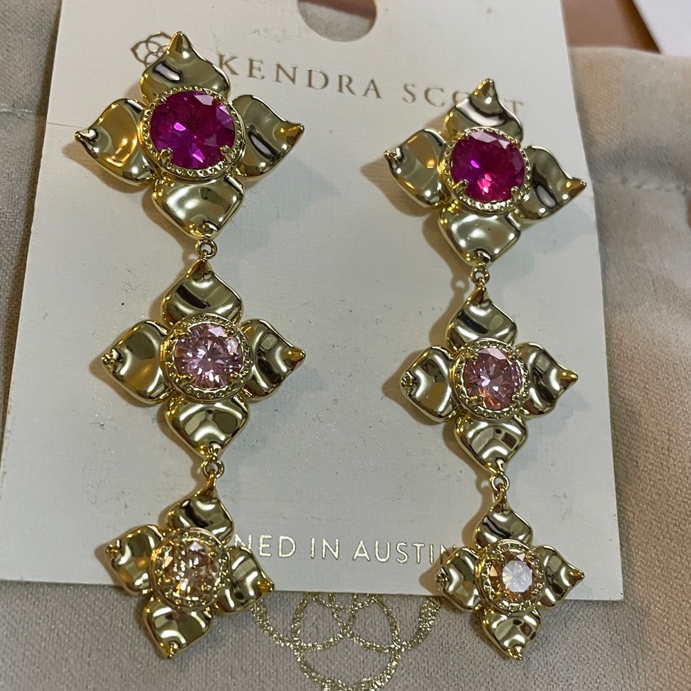 Kendra Scott x Target Lily Mix 14k Gold over Brass Statement Earrings in Pink